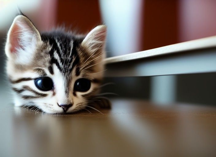 Kitten Pupil at School Desk: Realistic Detail