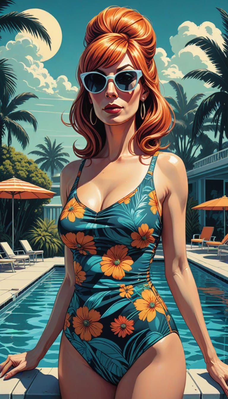 Retro Goddess in a Gothic Comic Book Art Style