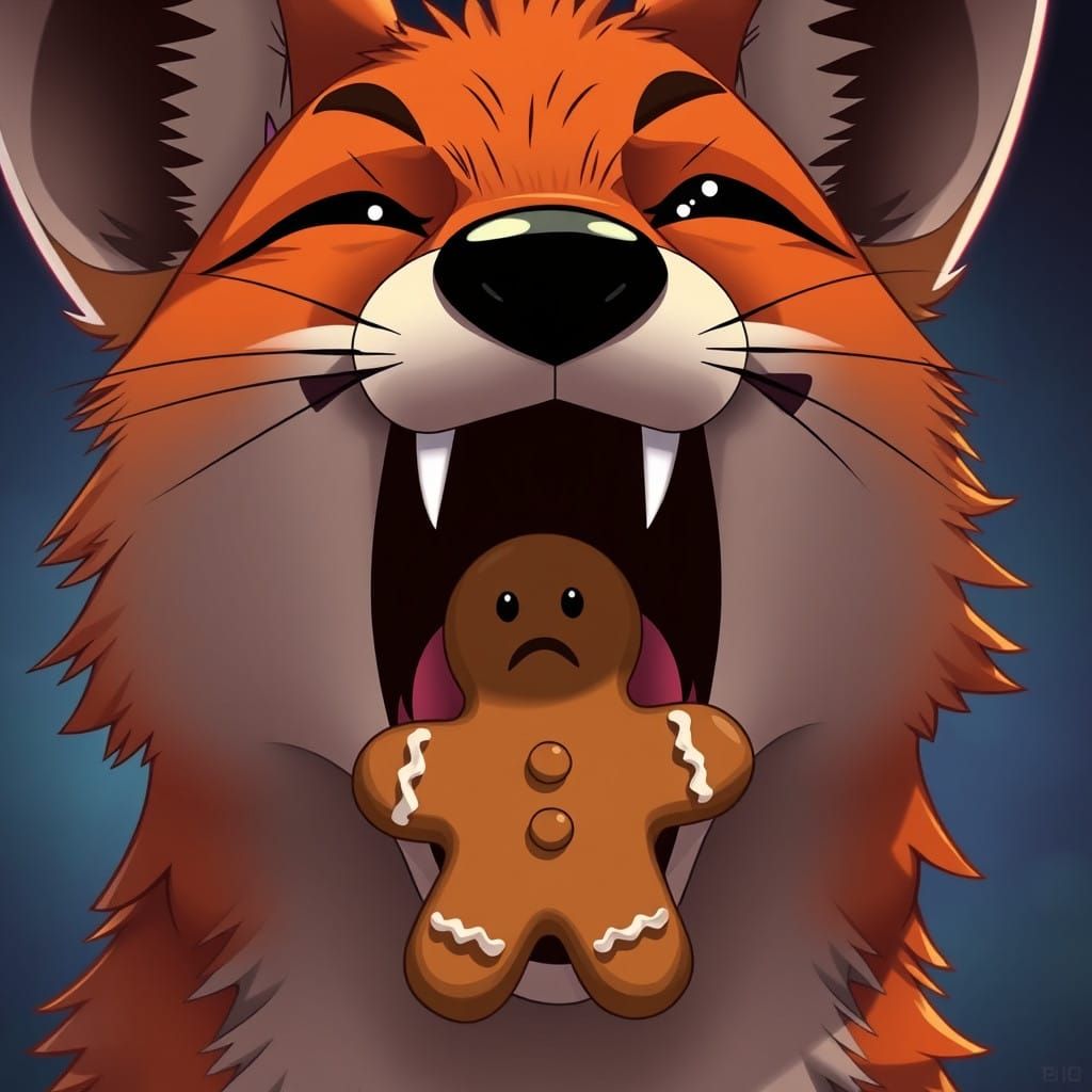 Fearful Gingerbread Man Chased by a Hungry Fox