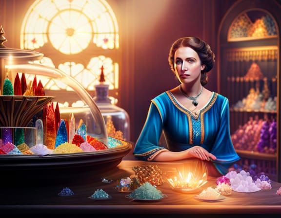 Colorful Crystal Shop: Female Merchant Portrait