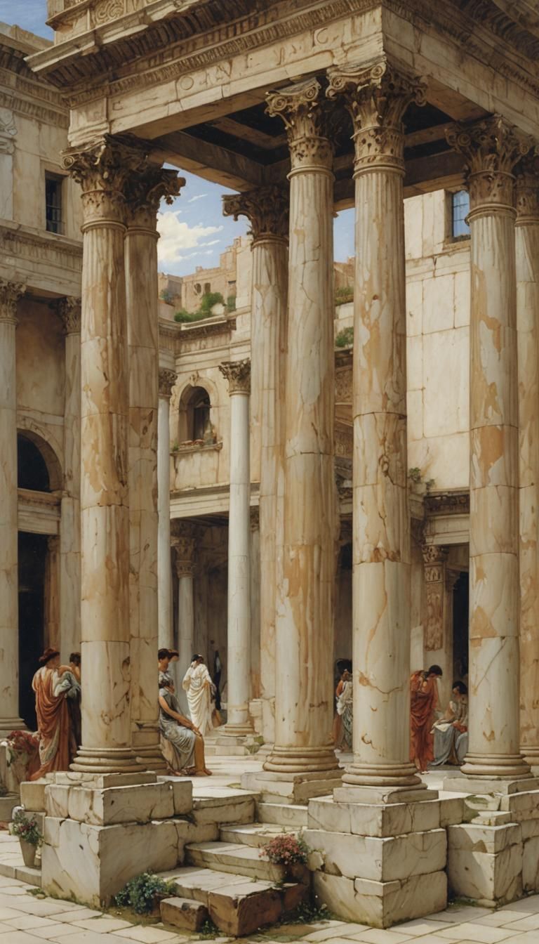 Classical Colonnade Square in Neoclassical Style