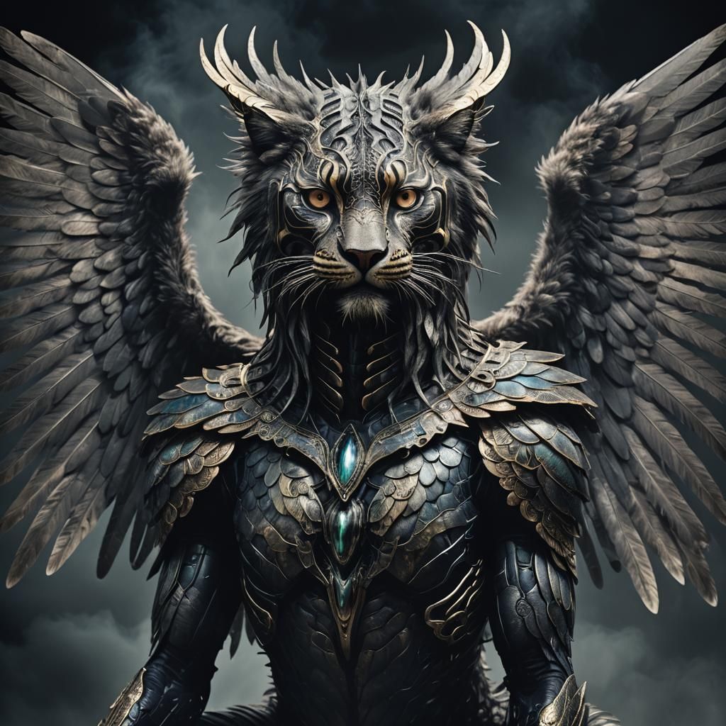 Biomechanical Macan-Jalak Hybrid in Surrealist Style