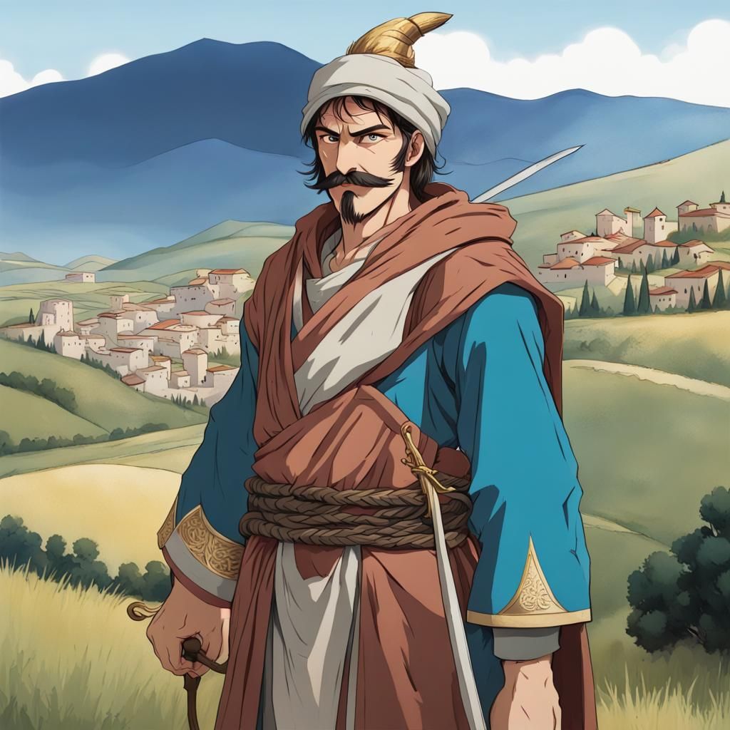 Anime Portrait of a Scythian Nobleman with Bow