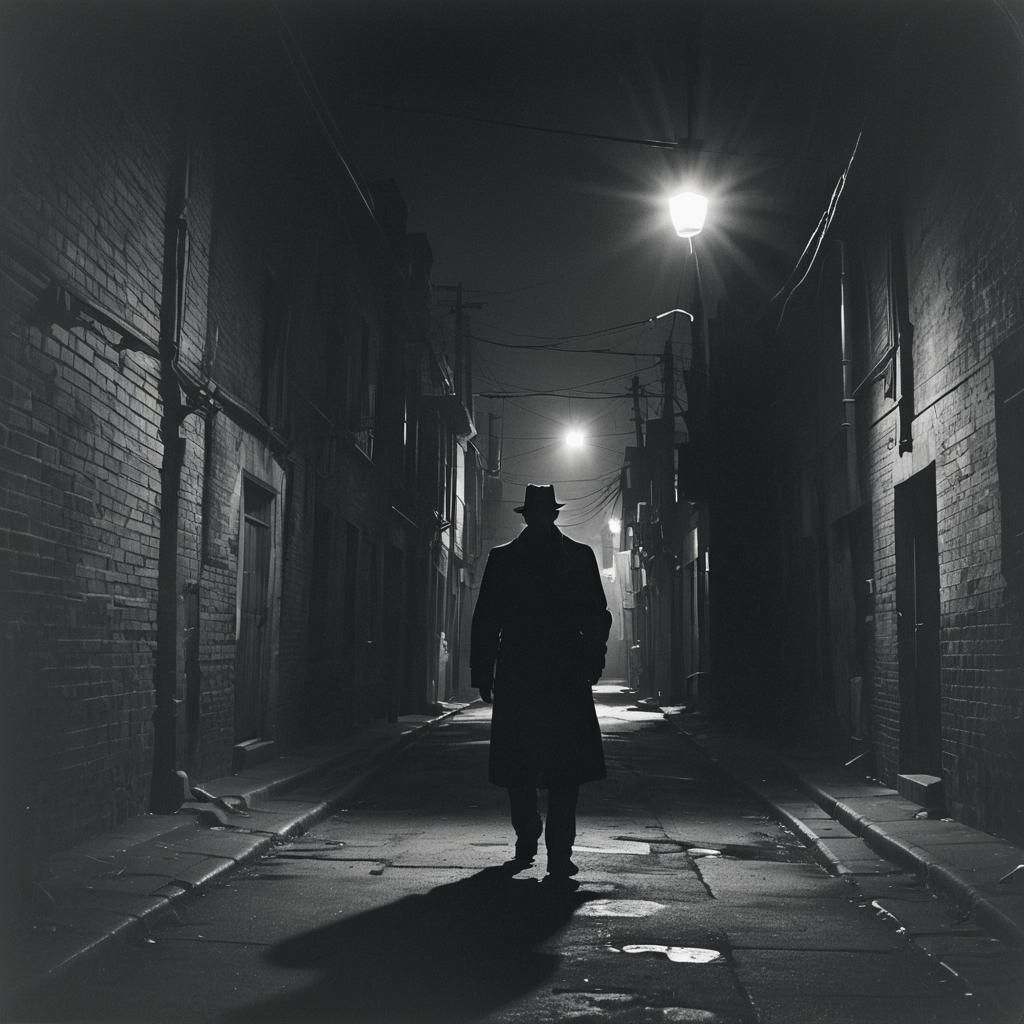 Menacing Shadow Figure in Noir Expressionism