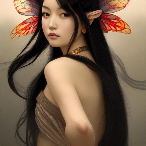Elegant Asian Fairy Digital Painting