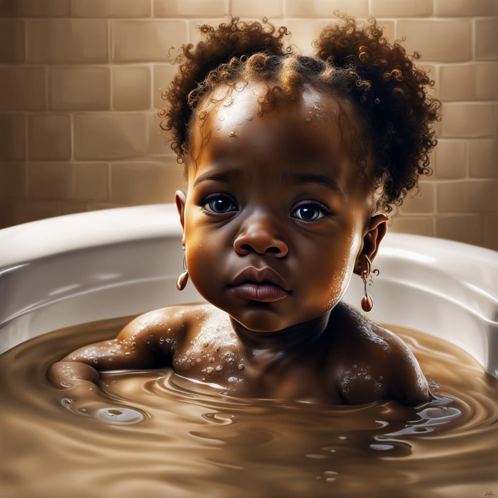 Airbrush Hip Hop: African American Baby in Tub