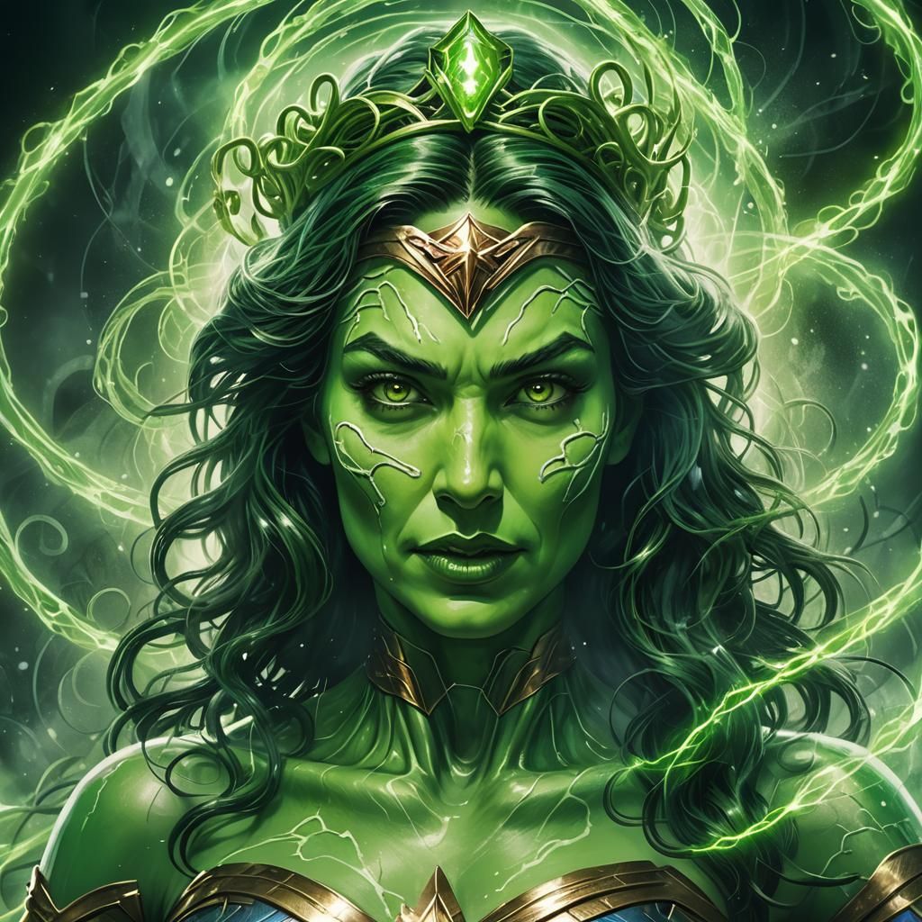 Surreal Slimer and Wonder Woman Portrait