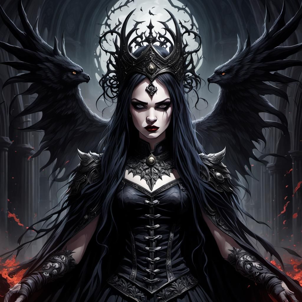 Powerful Gothic Goddess with Striking Appearance