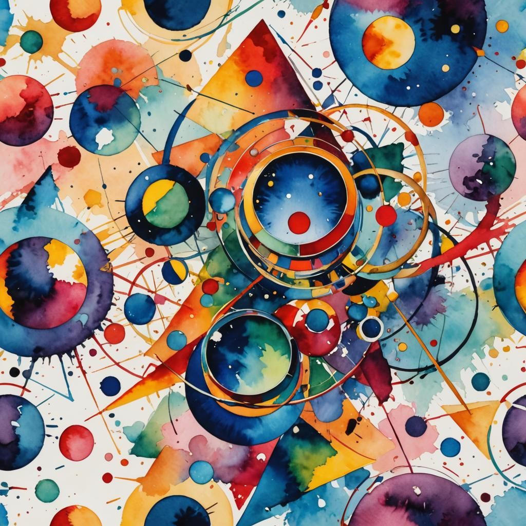 Abstract Watercolor Shapes Inspired by Kandinsky and Picasso