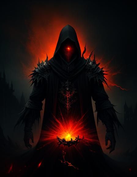 Ominous Wizard in Dark Fantasy Setting