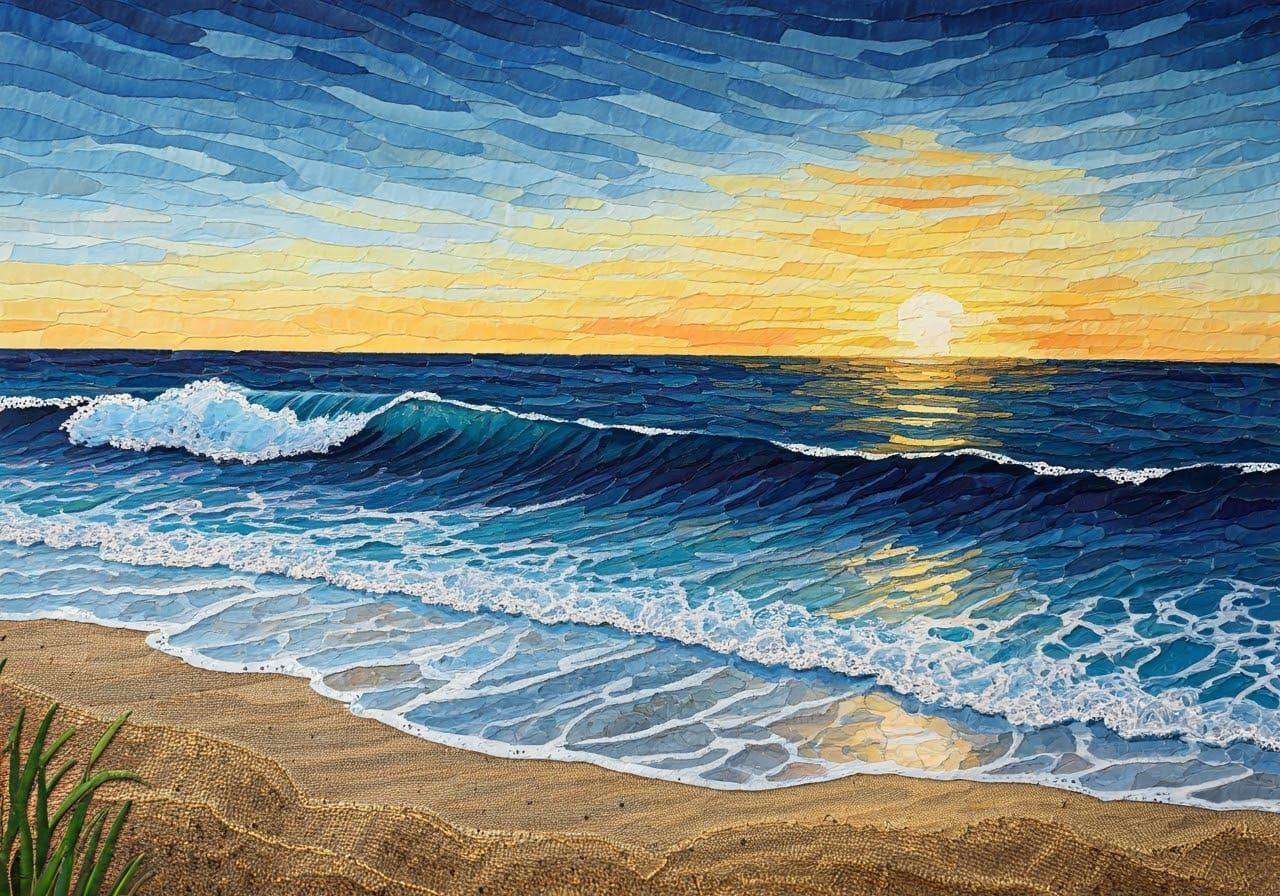 Beachscape Fabric Collage