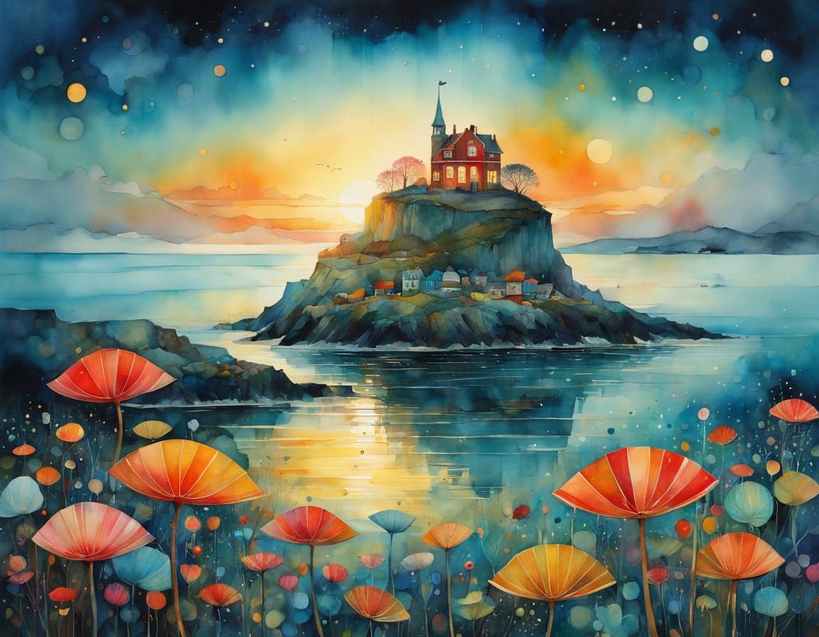 Whimsical Dreamscapes in Surreal Watercolor