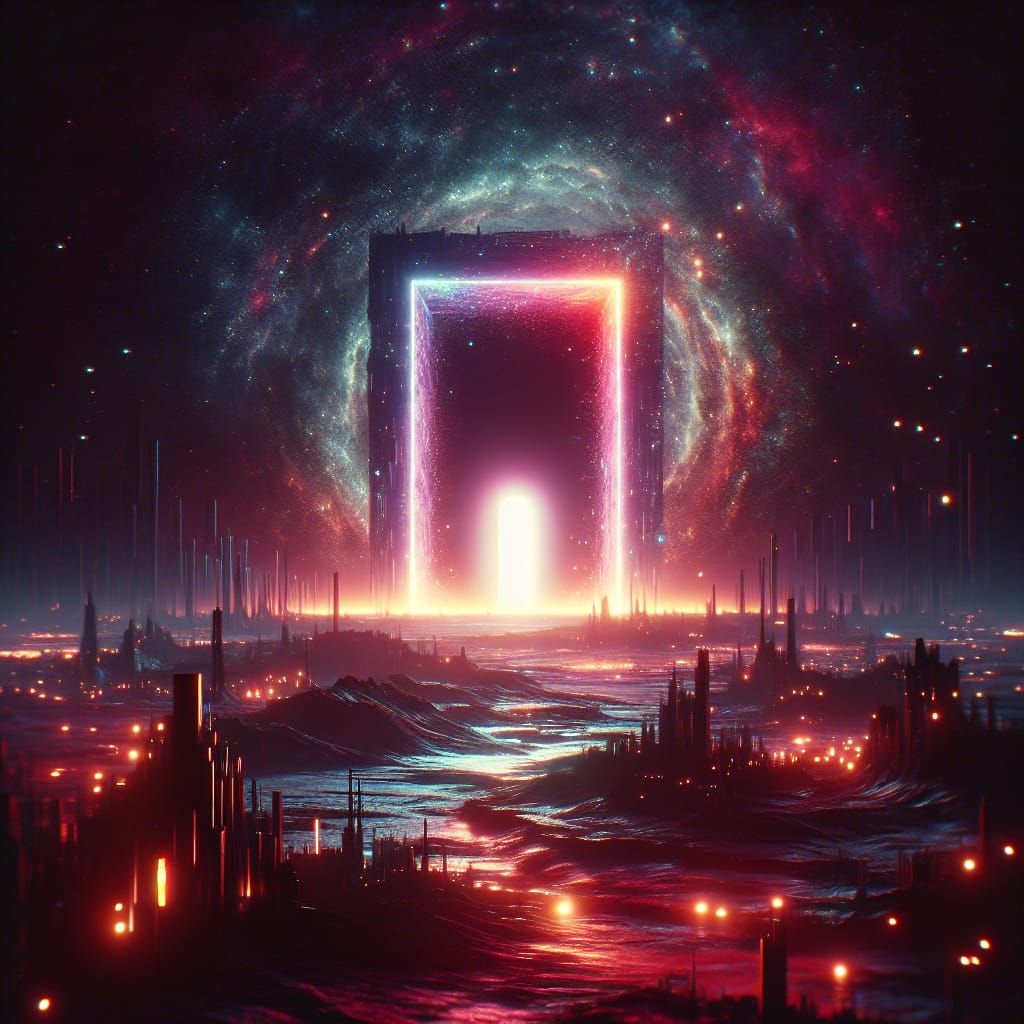 Glowing Portal Between Earth and Dark Sky