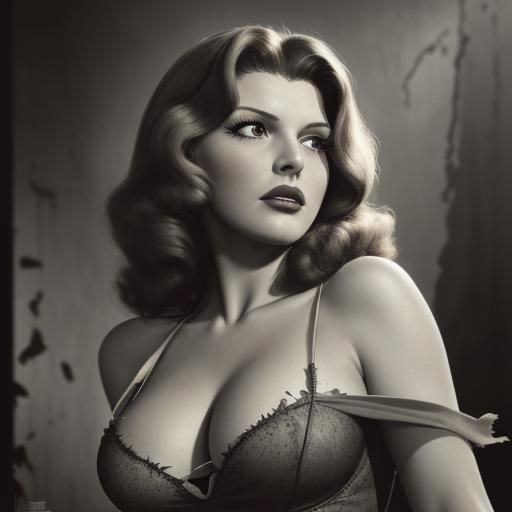 Rita Hayworth Poster with Torn Hole, Hyperrealistic