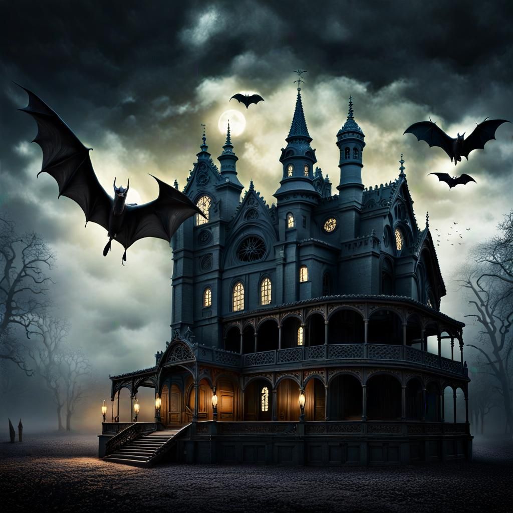 Desolate Eerie Landscape with Ghosts and Vampires