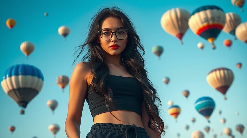 Steampunk Woman with Hot Air Balloons in Digital Art