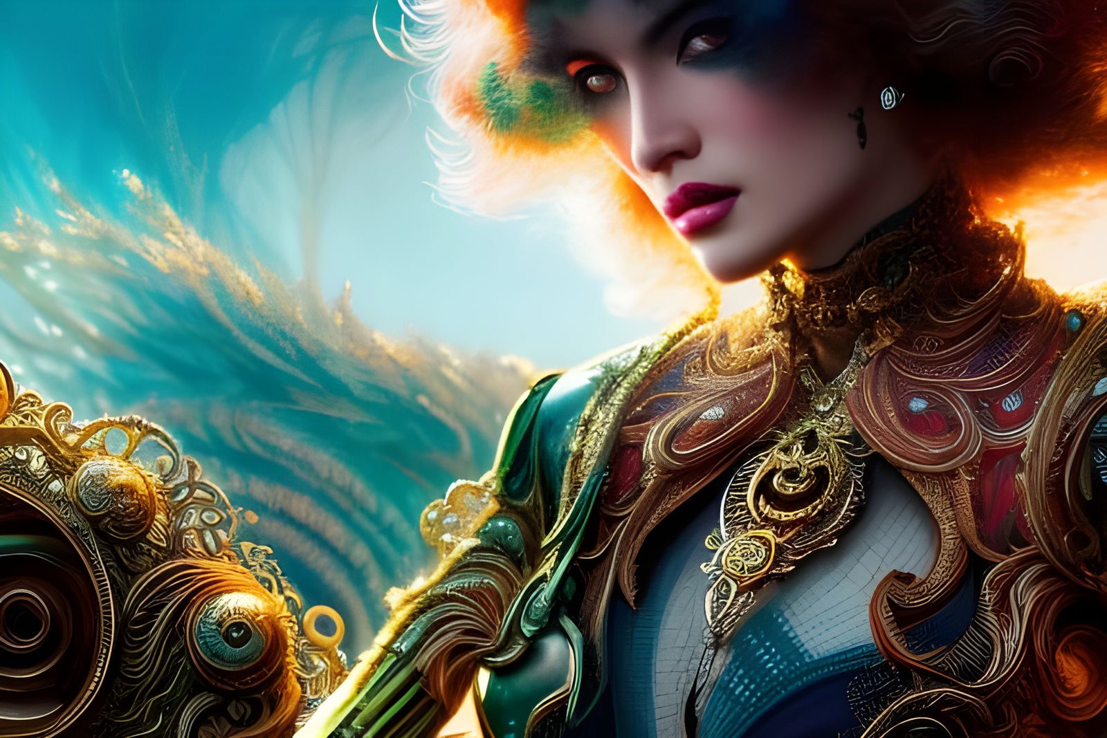 Fractal Iridescence: Hyperdetailed Digital Portrait