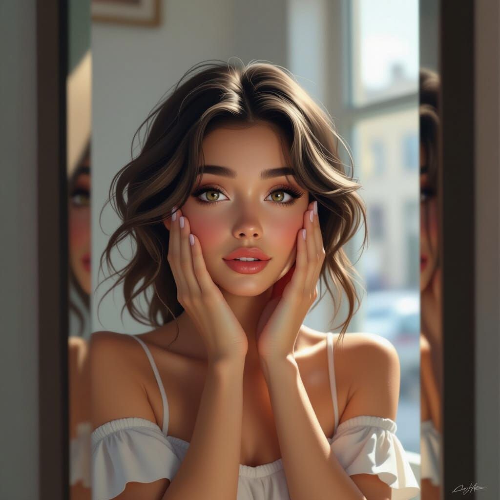 Surprised Girl Hides in Fitting Room, Dynamic Lighting