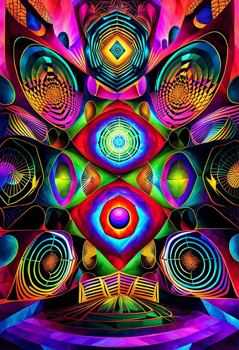 Griffinated Monk in Glitchcore Sacred Geometry