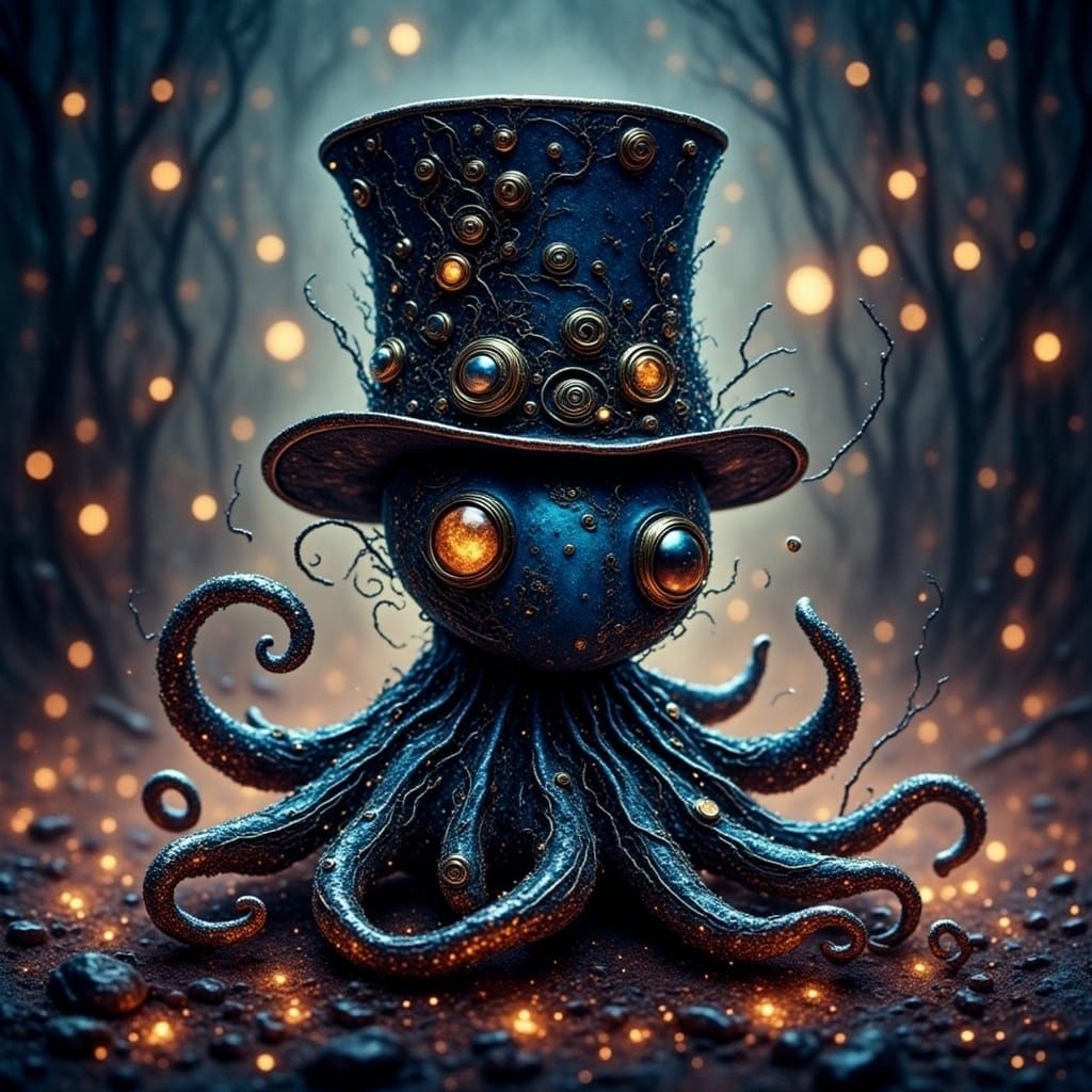 Octopus in Top Hat Digital Art
