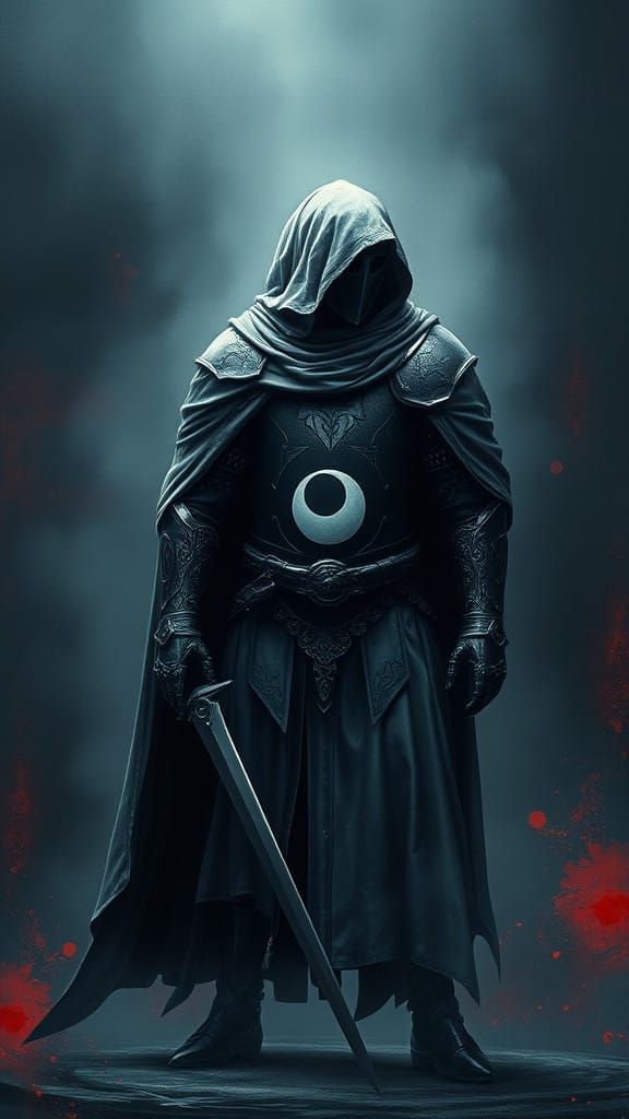 Dark Fantasy Knight Crusader in Mysterious, Detailed Scene