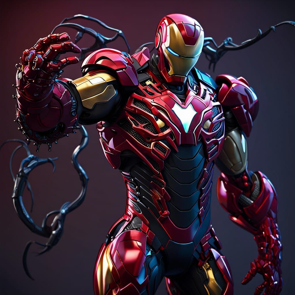 Iron Man with Venom Symbiote in 3D Style