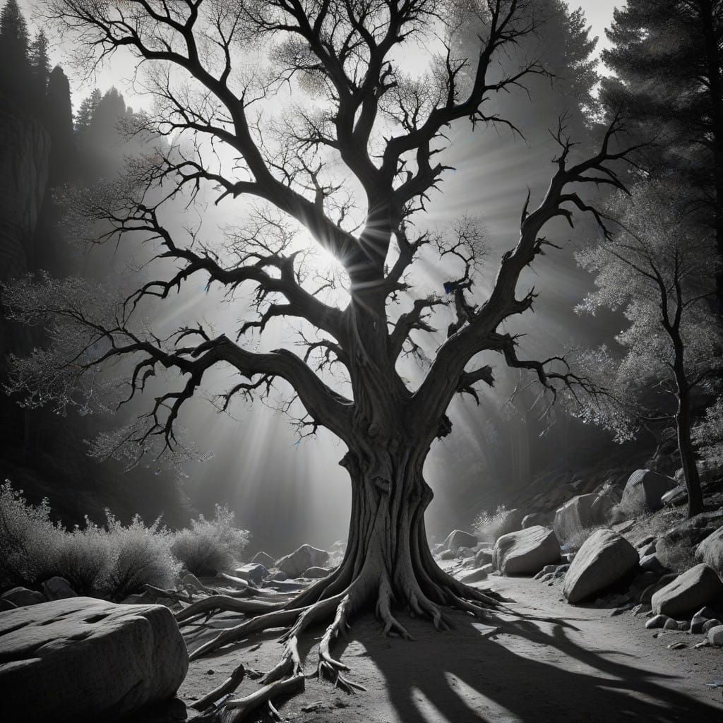 Majestic Tree in Detailed Landscape Photography Style