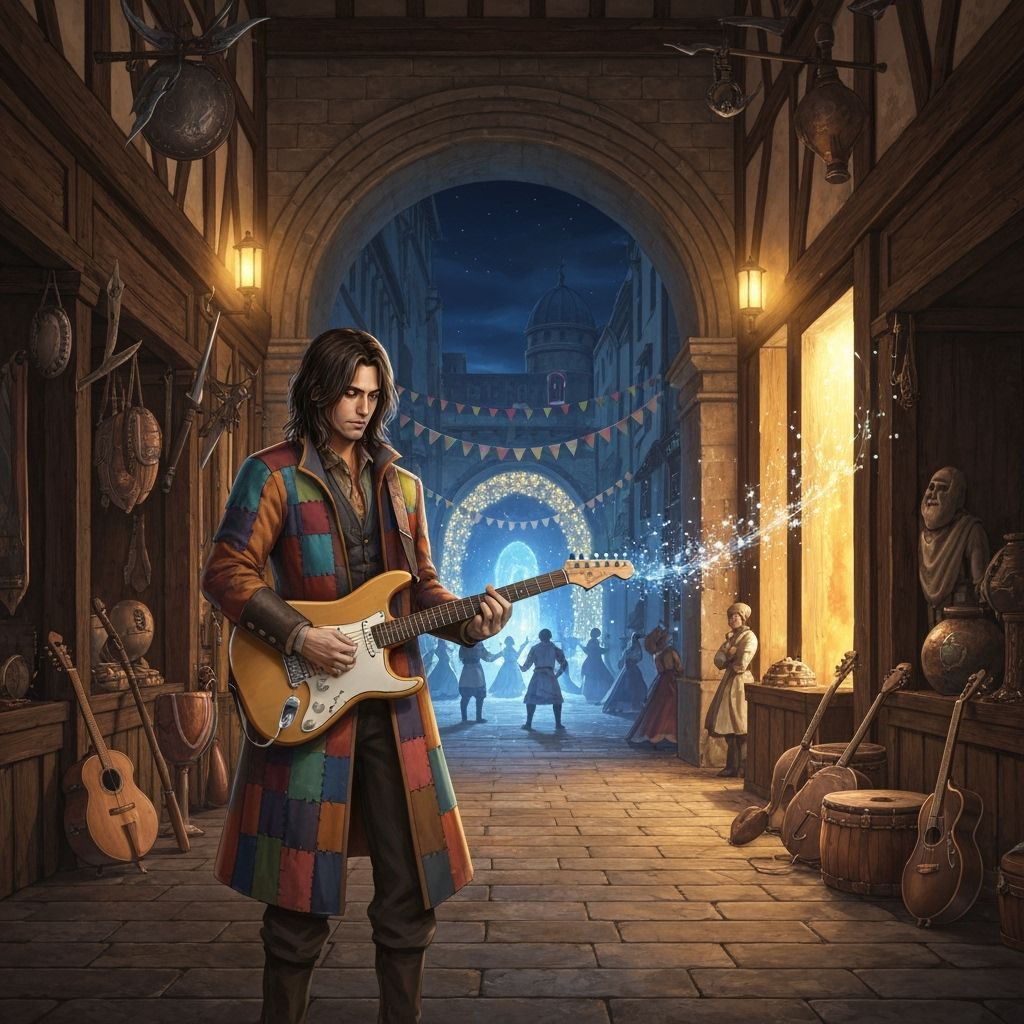 Solarpunk Minstrel's Magical Melody in Anime Style