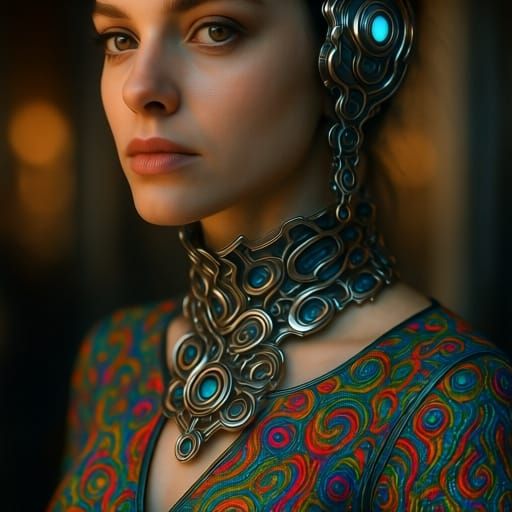 Futuristic Woman Portrait in Hyperrealism Style