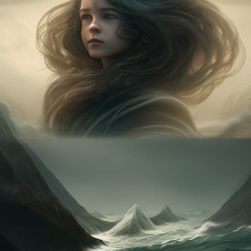 Epic Sea Daughter Portrait in Digital Matte Painting
