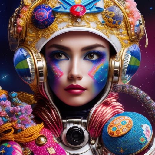 Fashion Astronaut in Rococo Fantasy Style