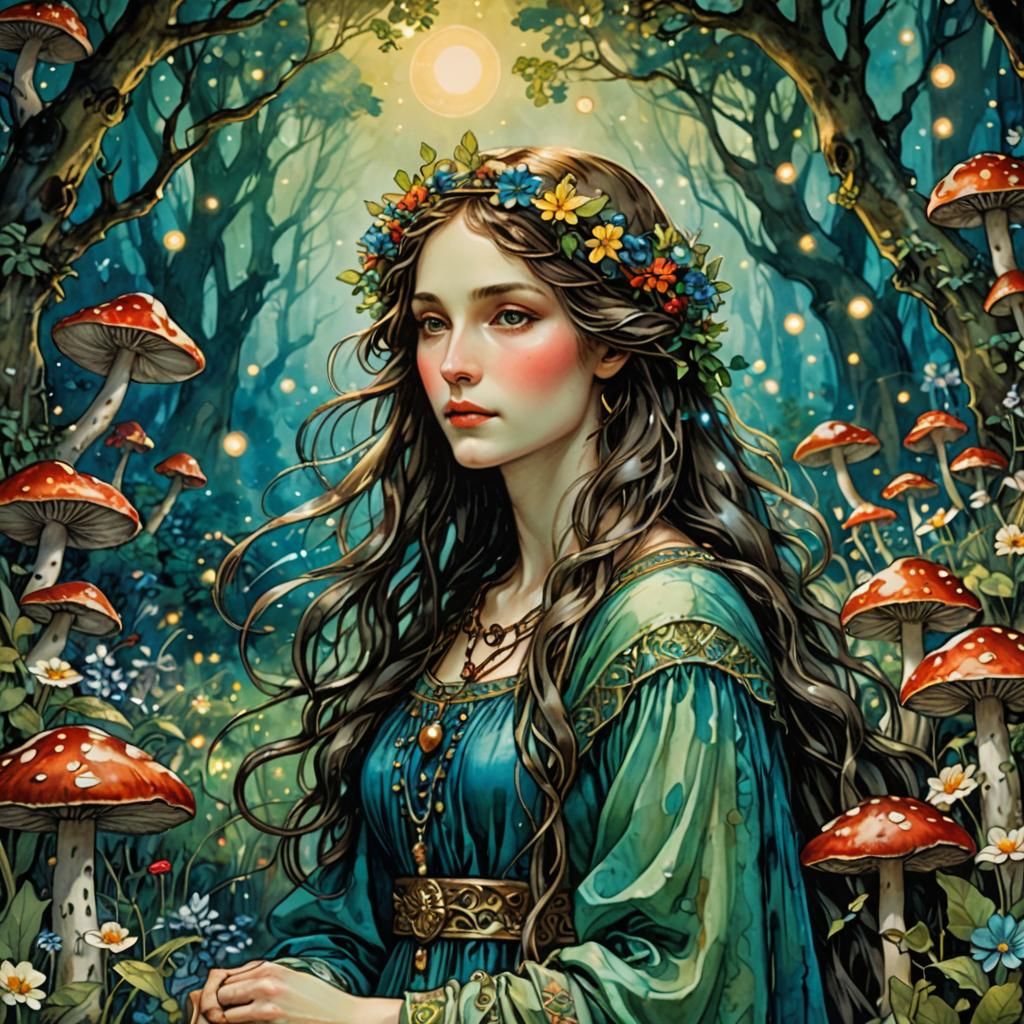 Mary Magdalene as Forest Fairy in Bohemian Style