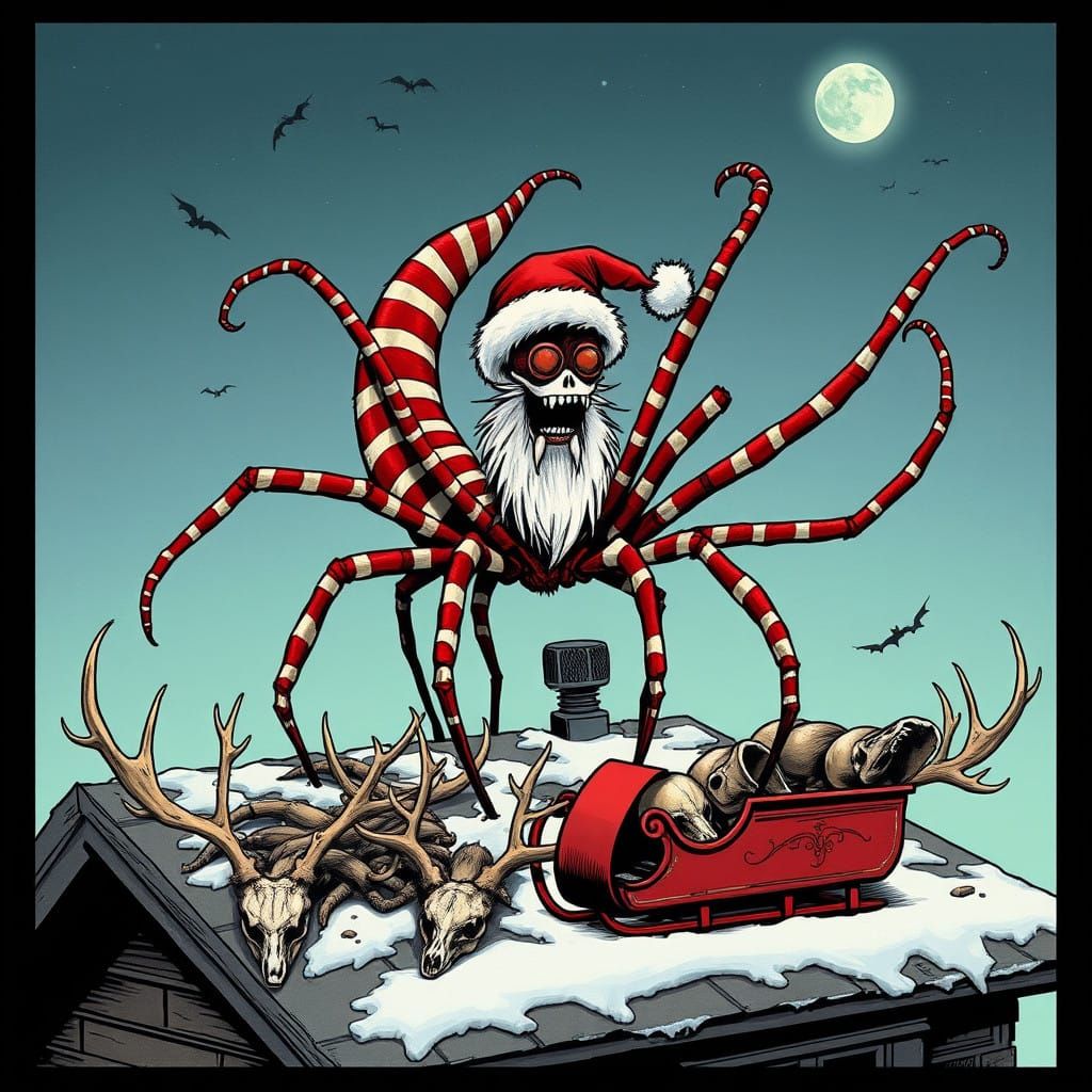 Santa-Clad Centipede Invades Rooftop Lair