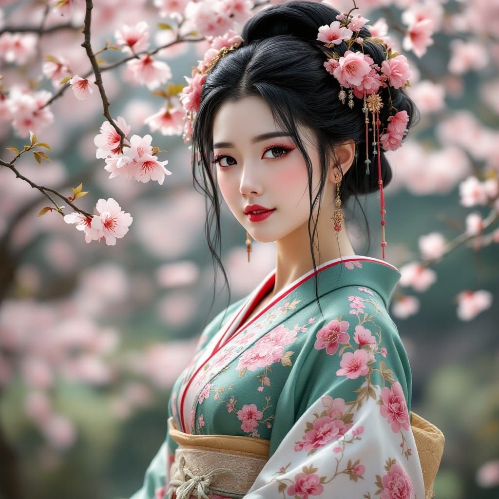 Edo Spring Goddess in Cherry Blossom Paradise