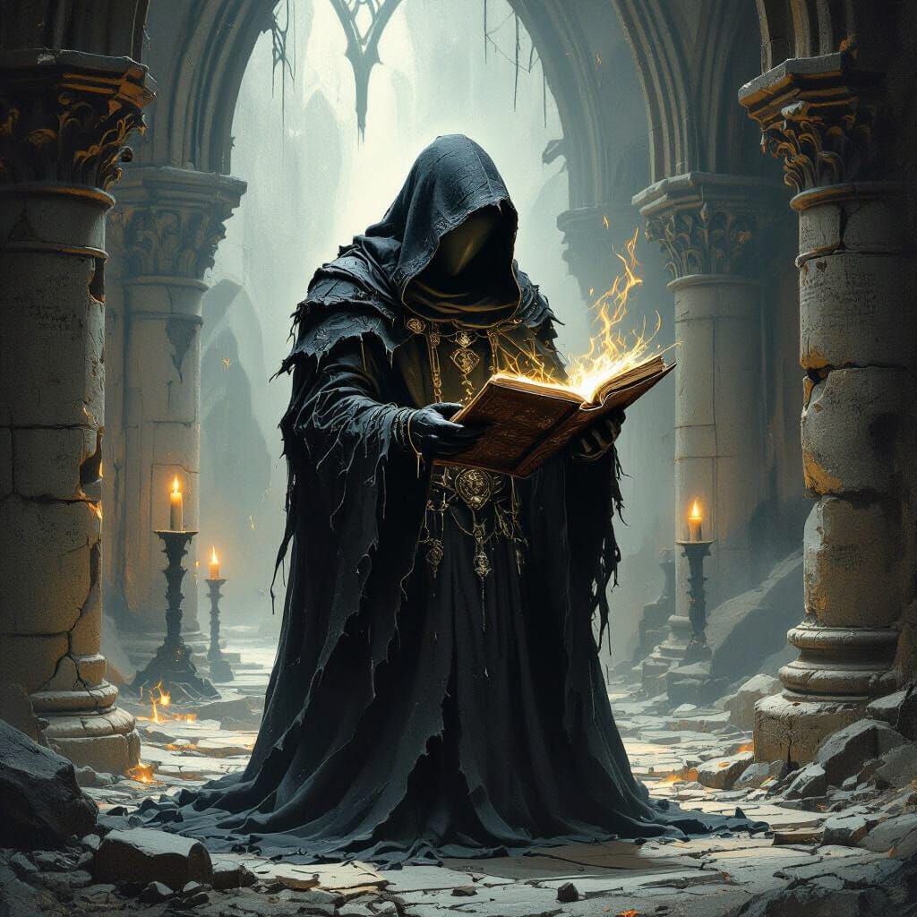 Arcane Ritual in Gothic Chamber, Dark Fantasy Art