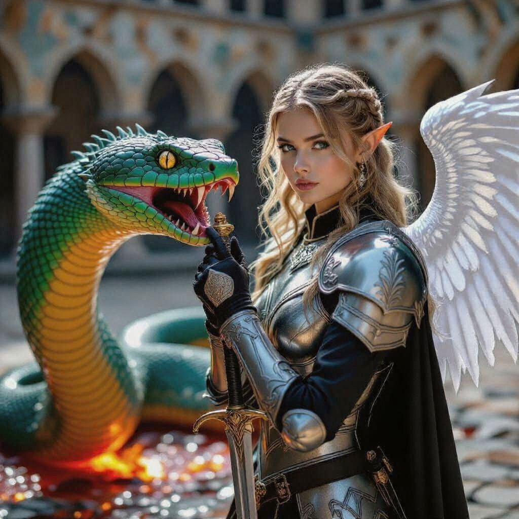 Teenage Warrior and Emerald Serpent: Professional Photograph...