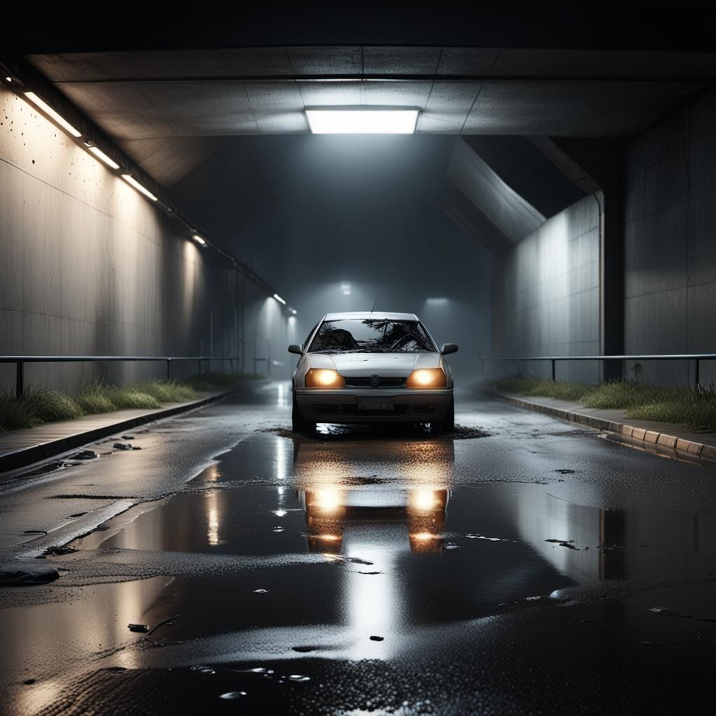 Mangled Car Crash in Hyper-Realistic 3D Rendering