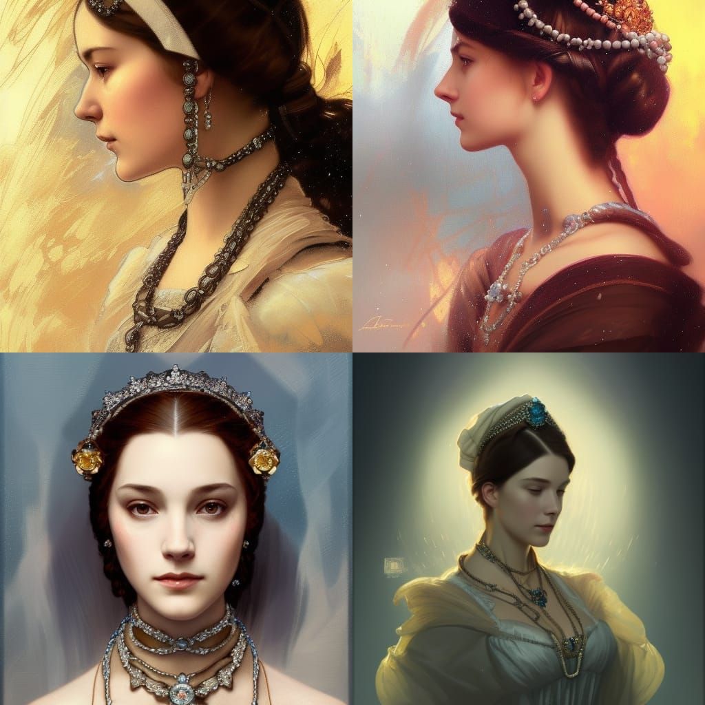Anne Boleyn Portrait in Art Nouveau Style