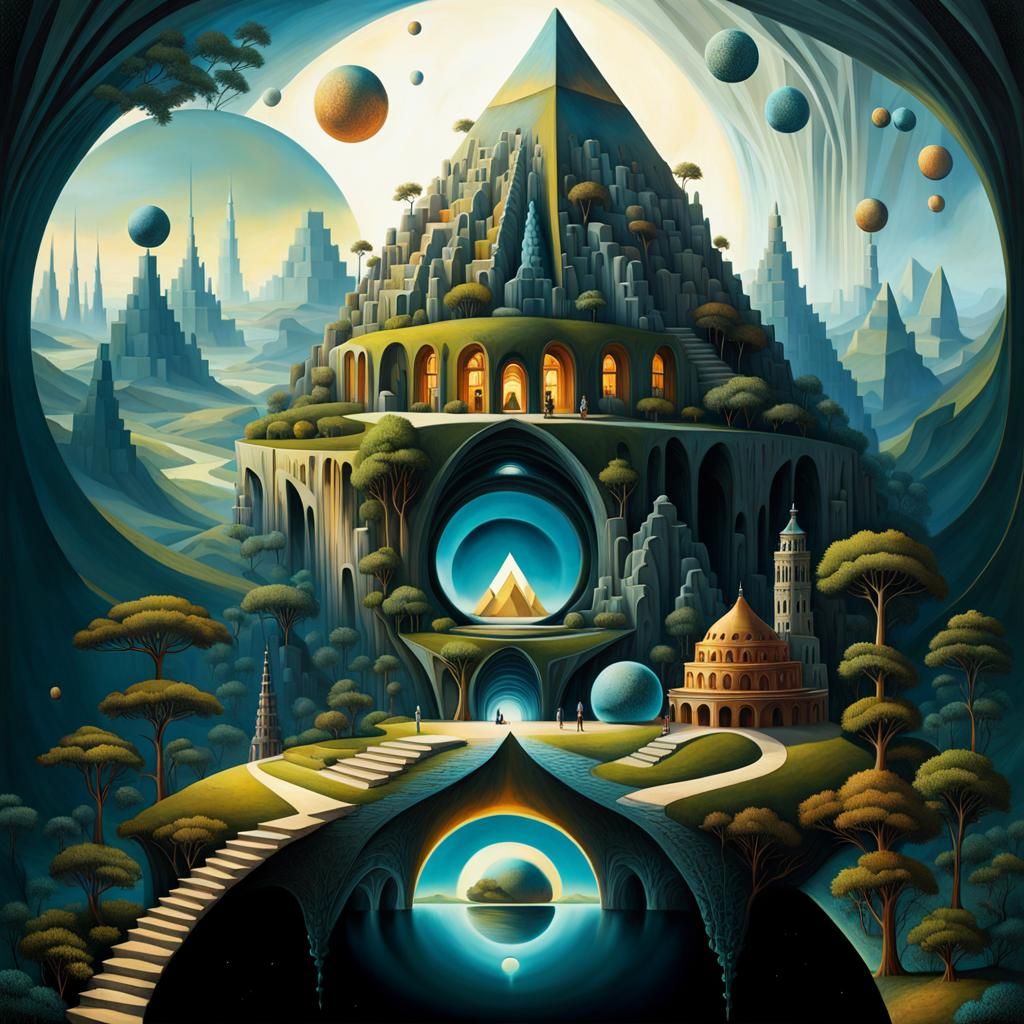 Surrealist Landscape with Expressionist Architecture