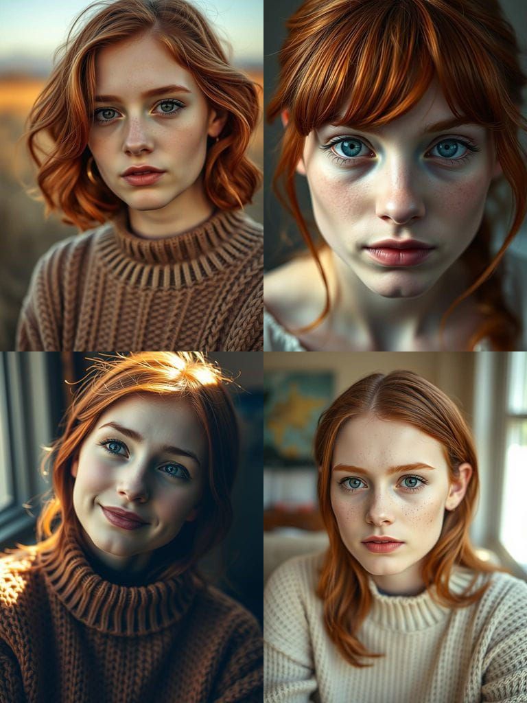 Portrait of a Young Redhead Woman with Strabismus