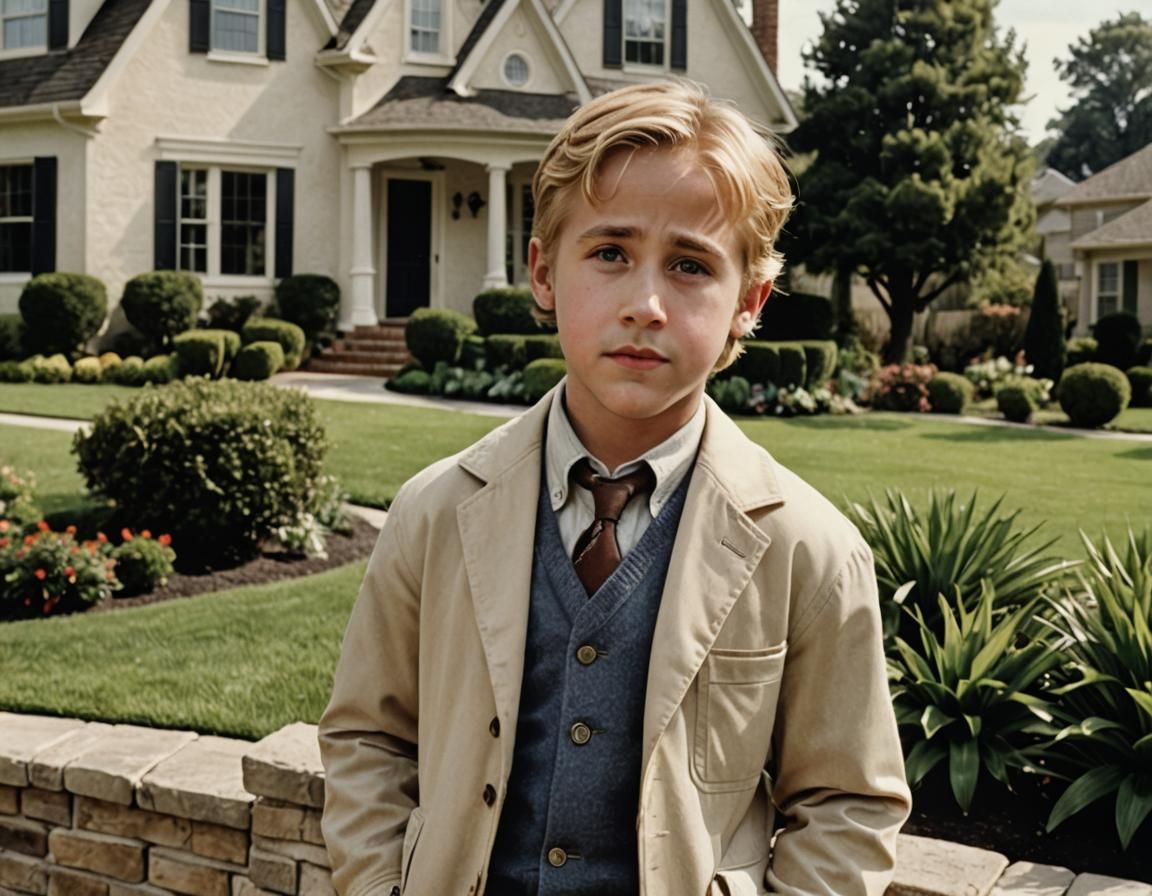 Adorable Young Boy in Front of Upscale House