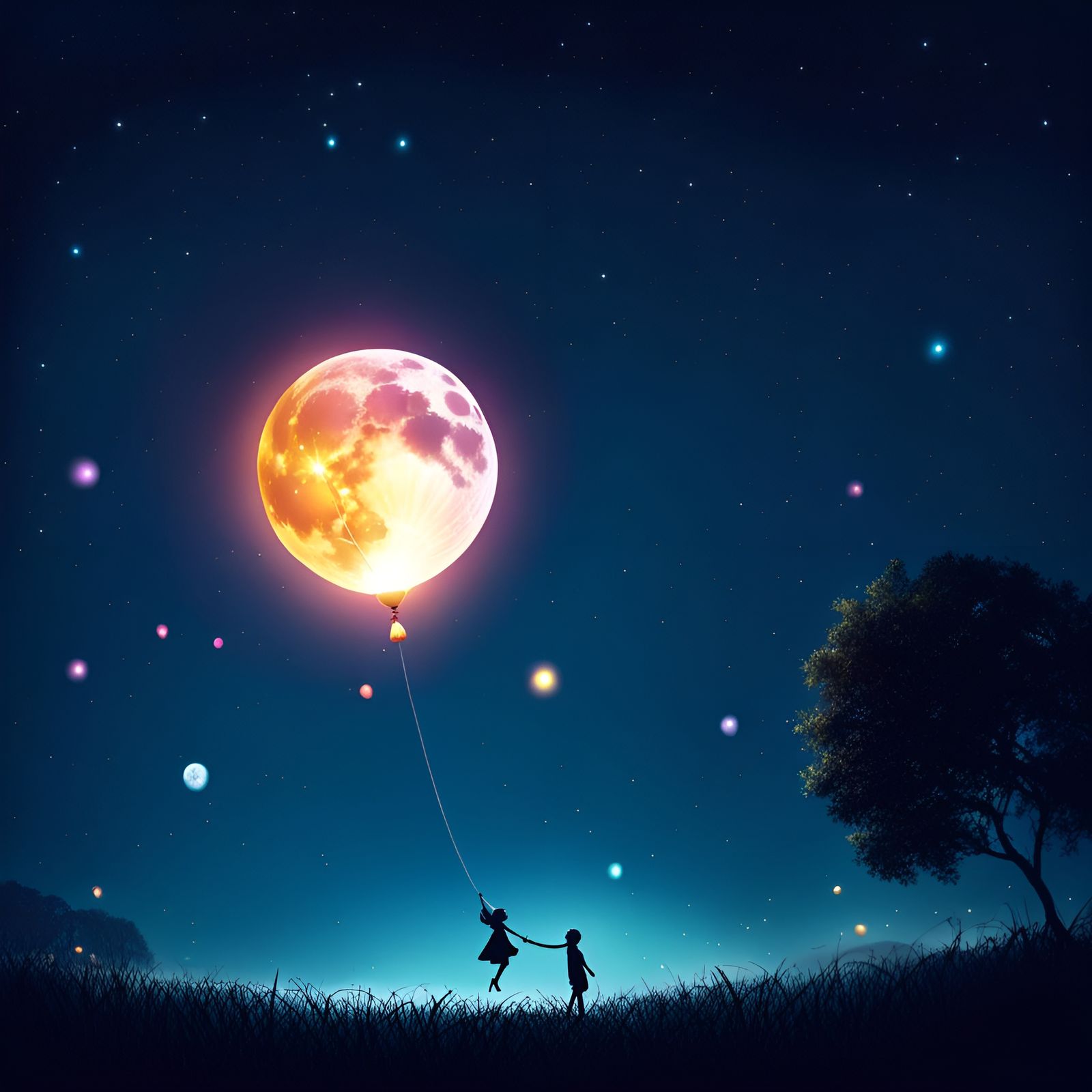 Magical Balloon Moon with Whimsical Light