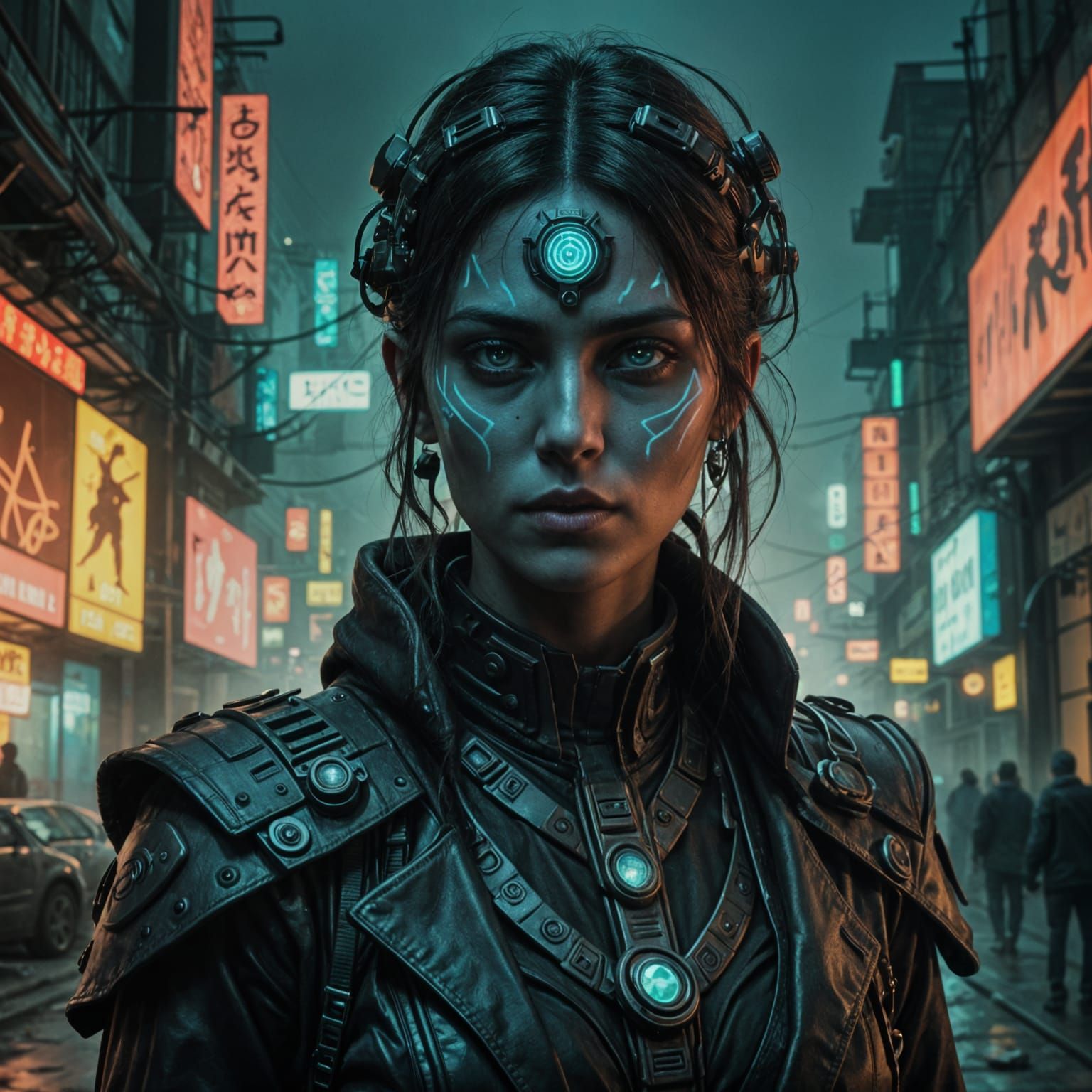 Cyberpunk Female Necromancer in Epic Cinematic Style