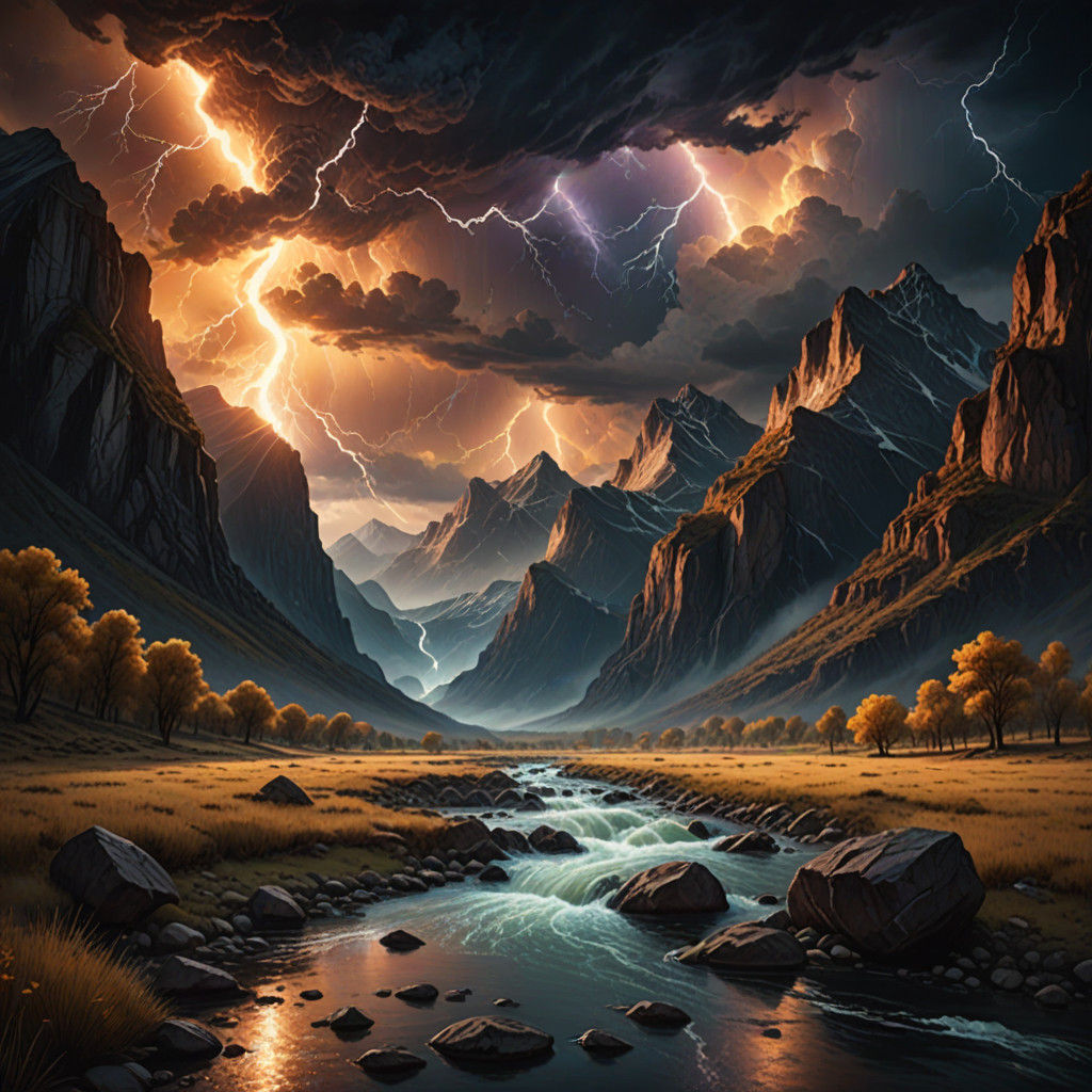 Majestic Lone Figure Embarks on a Serene River Journey Under...