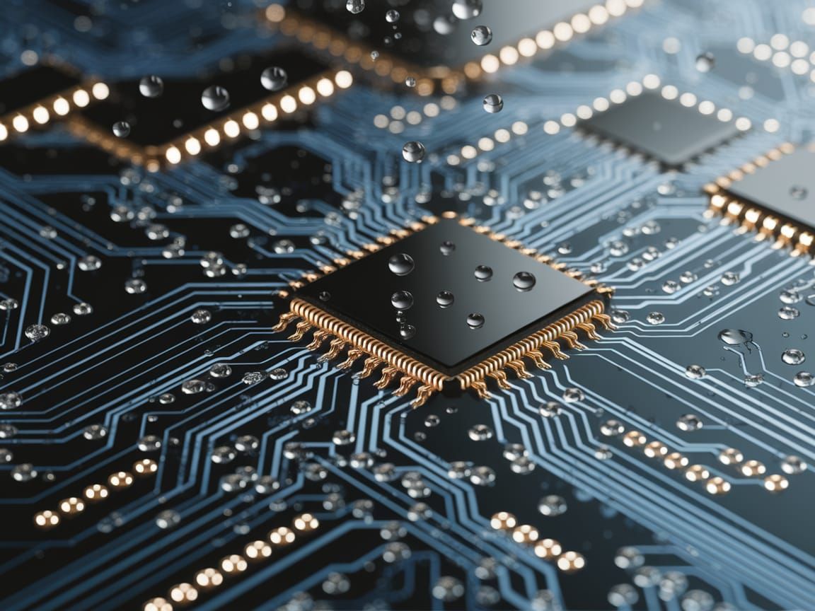 Glistening Circuit Board in Resplendent Blues and Golds