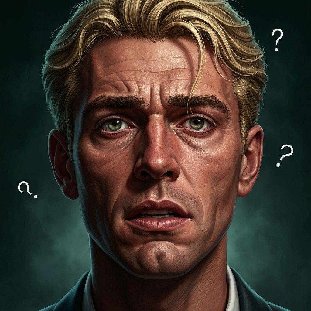Confused Blond Man in Moody Lighting
