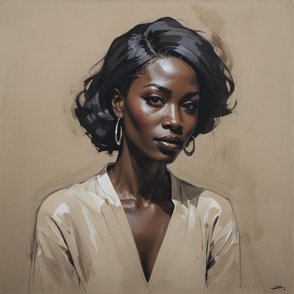 Realistic Woman Portrait in Illustrative Style