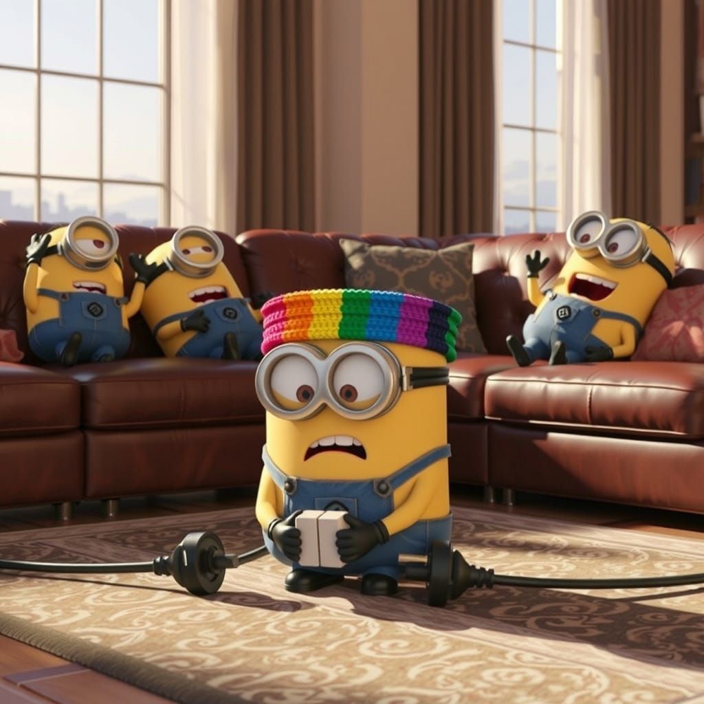 Minion's Electrical Mishap: A Pixar-Style Scene