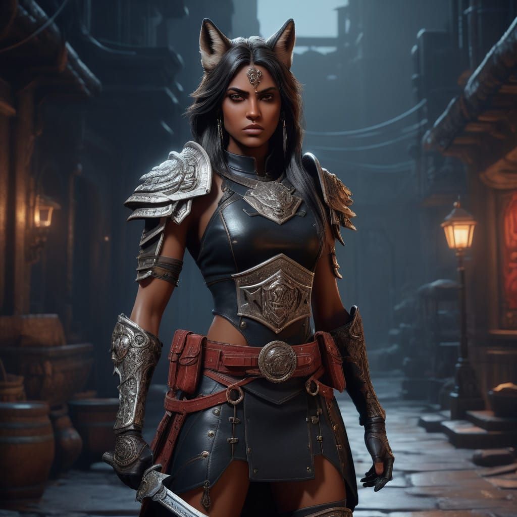 Strong Middle Eastern Warrior in Leather Armor