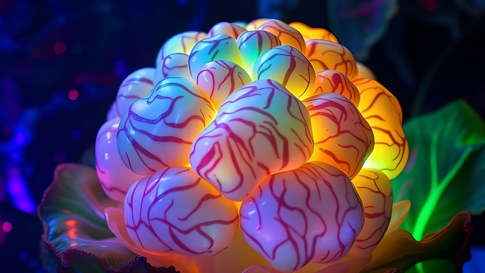 Abstract Bioluminescent Shapeshifting Flora and Fauna